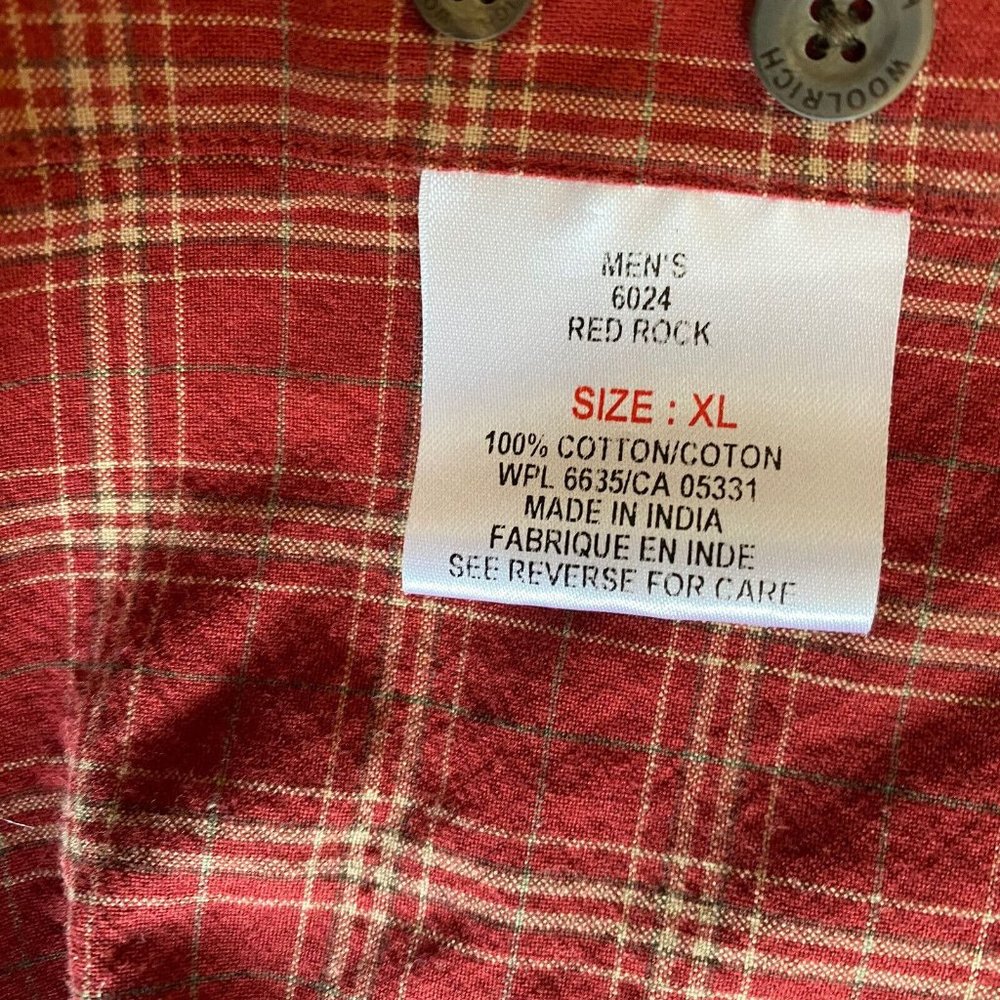 Woolrich Mens Red Plaid Button Down Shirt Flannel Pocket Size X-large - Picture 10 of 12